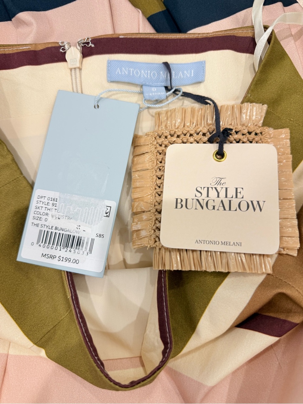 Antonio Melani x Style Bungalow The Town Sateen Stripe A Line Midi Skirt NWT - Picture 11 of 16